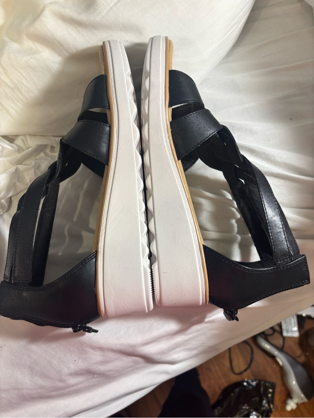 Clark’s Women’s Black Leather Strappy Wedge Sandals “Jillian Bright Sandal” - Picture 5 of 7